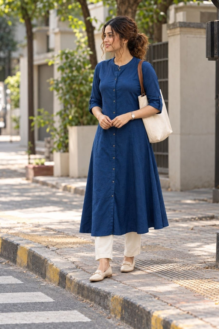 Royal Blue A-Line Kurti
