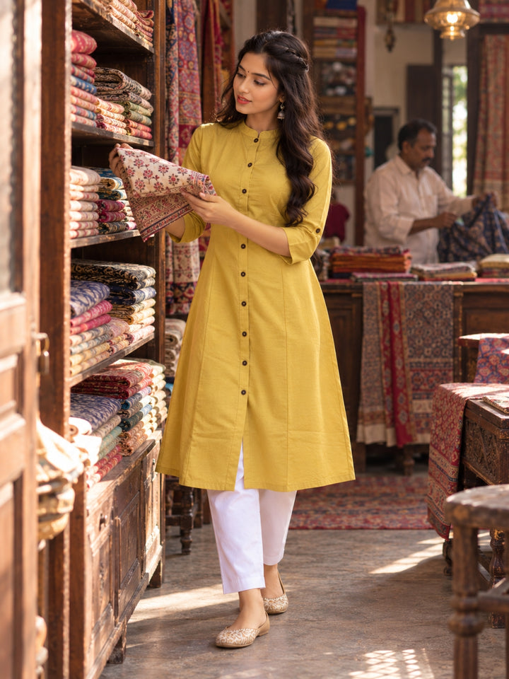 Haldi Bloom A-Line Kurti