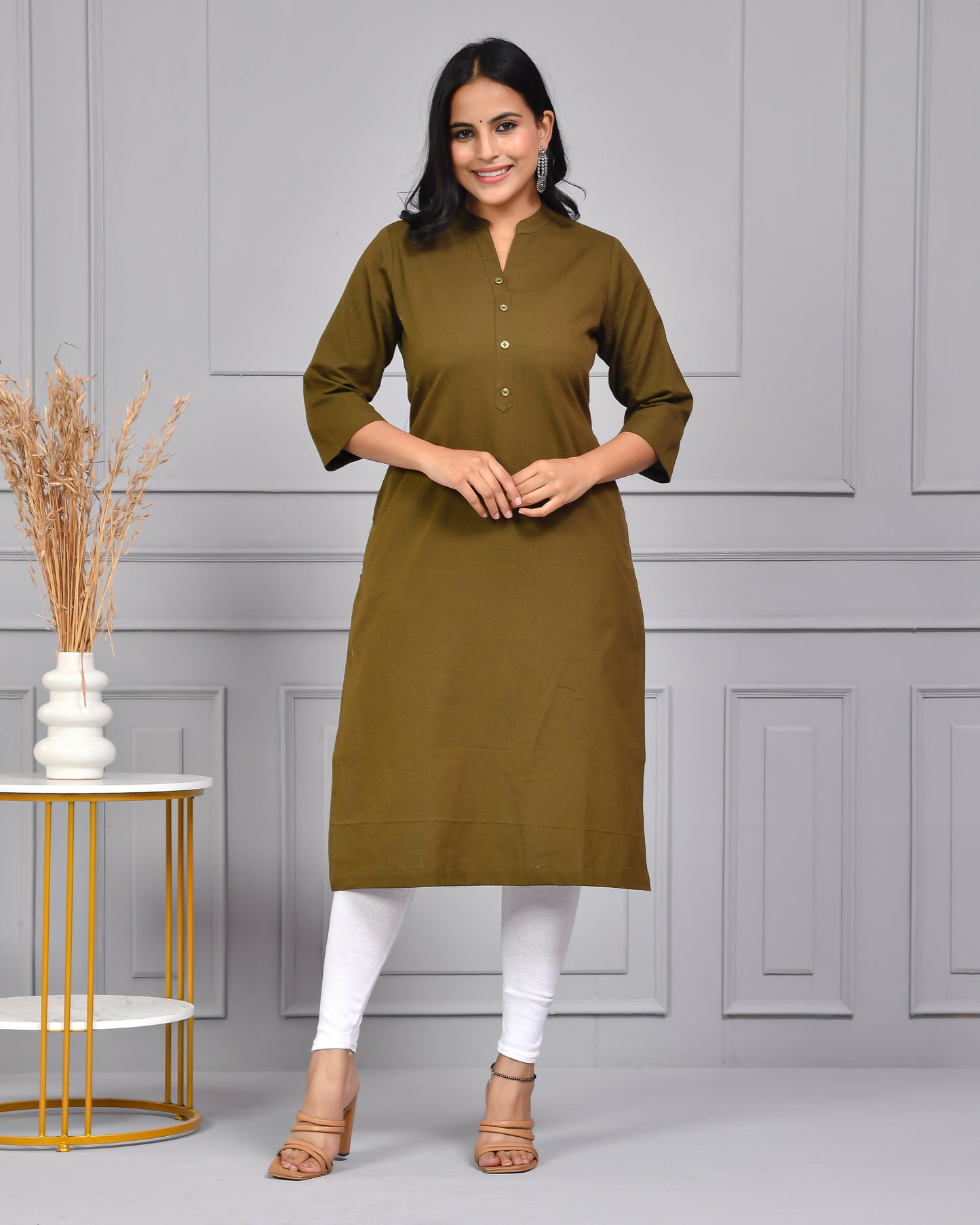 Bottle Green Straight Kurti