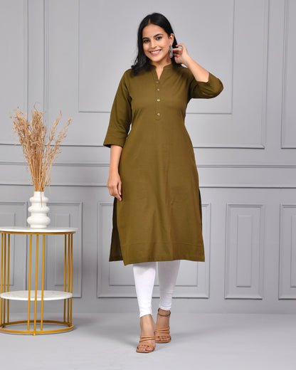 Bottle Green Straight Kurti