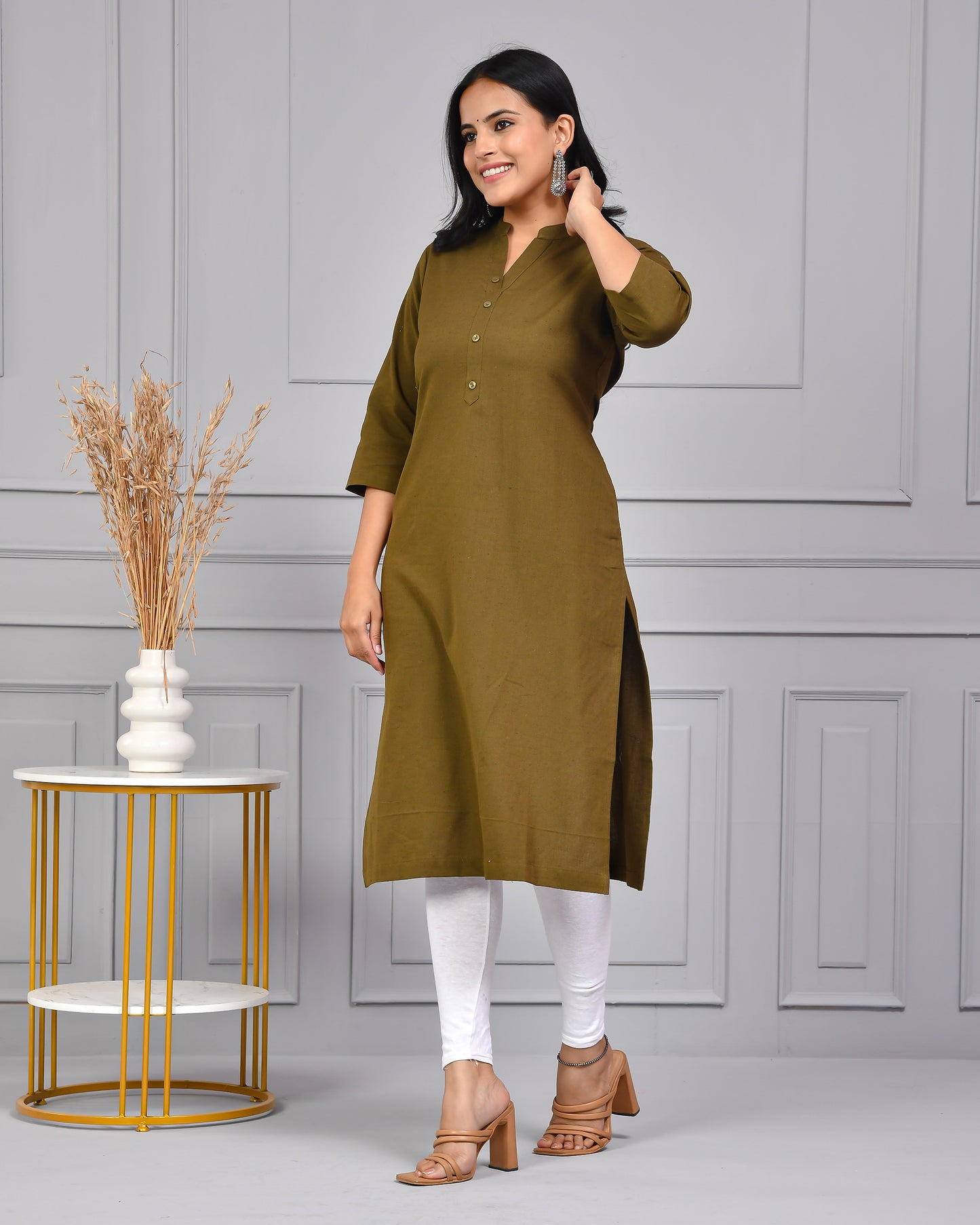 Bottle Green Straight Kurti