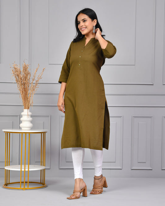 Bottle Green Straight Kurti