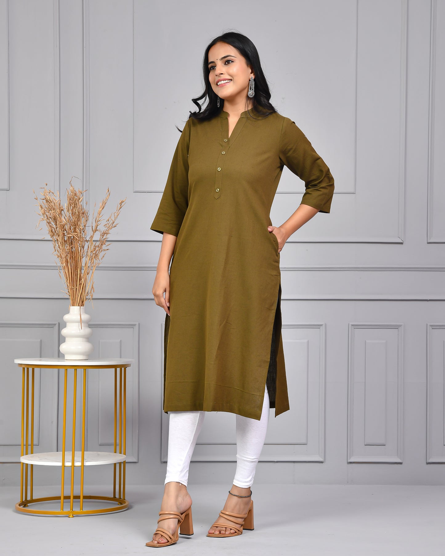 Bottle Green Straight Kurti