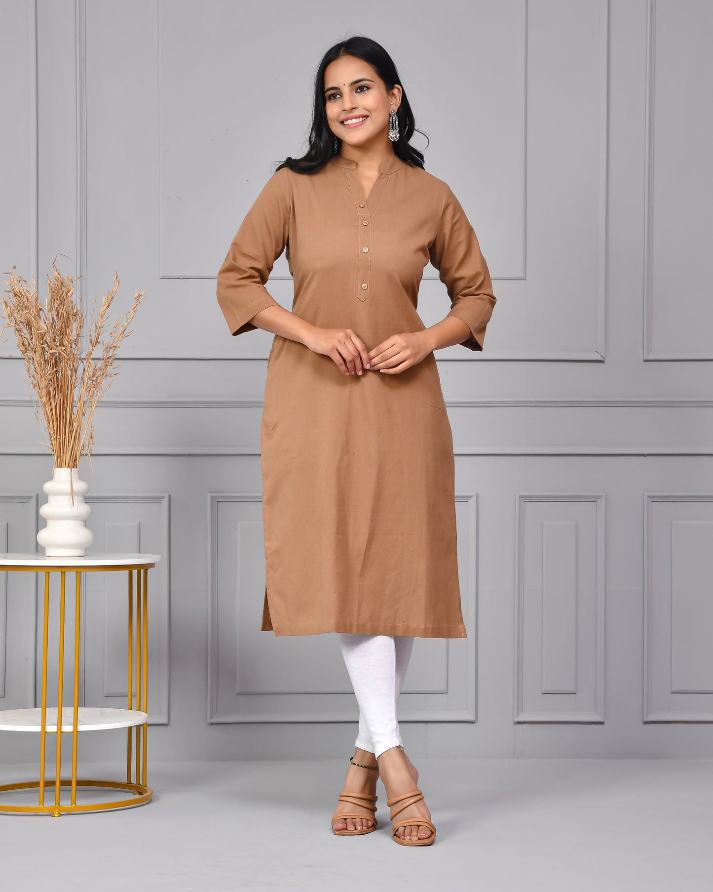 Mocha Brown Straight Kurti