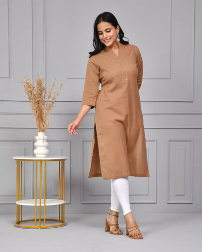 Mocha Brown Straight Kurti