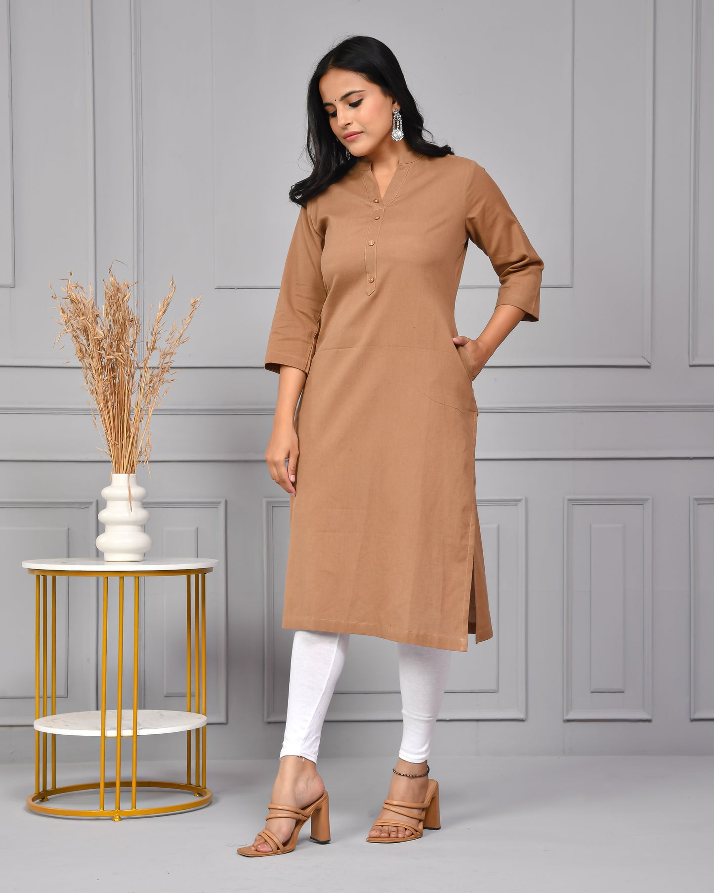 Mocha Brown Straight Kurti