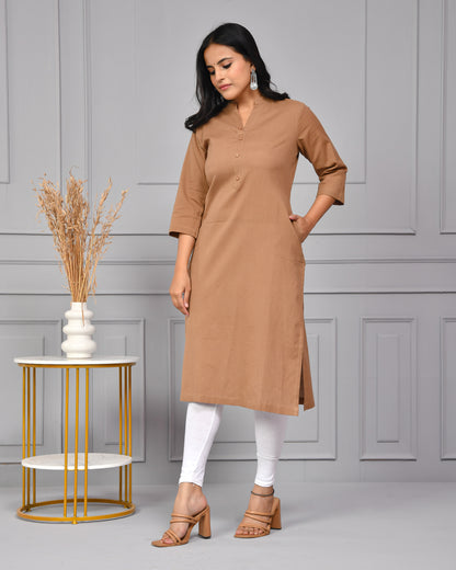 Mocha Brown Straight Kurti