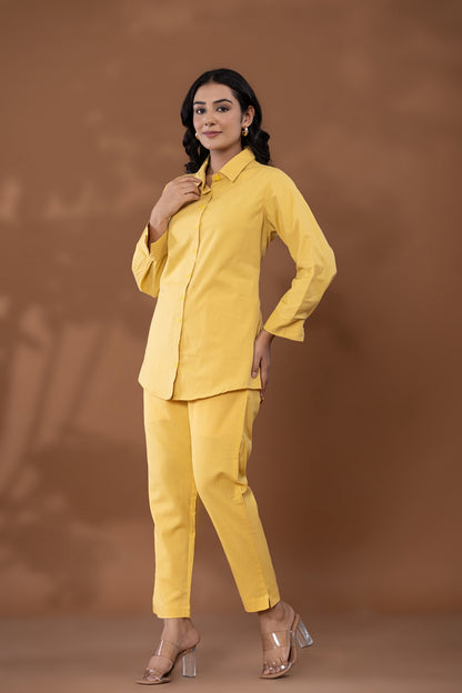 Yellow Cotton Linen Co-Ord Set