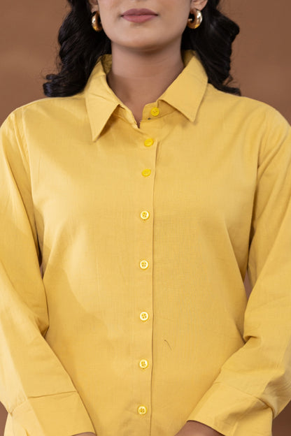 Yellow Cotton Linen Co-Ord Set