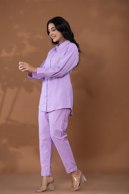 Lilac Cotton Linen Co-Ord Set