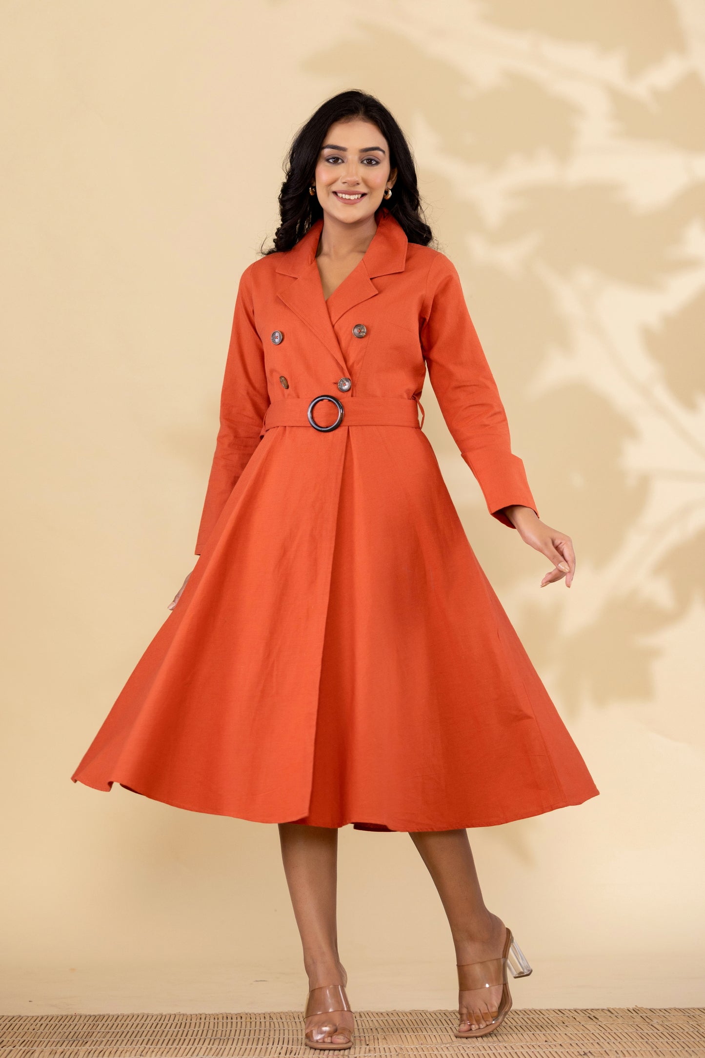 Rust Orange Cotton Princess Dress