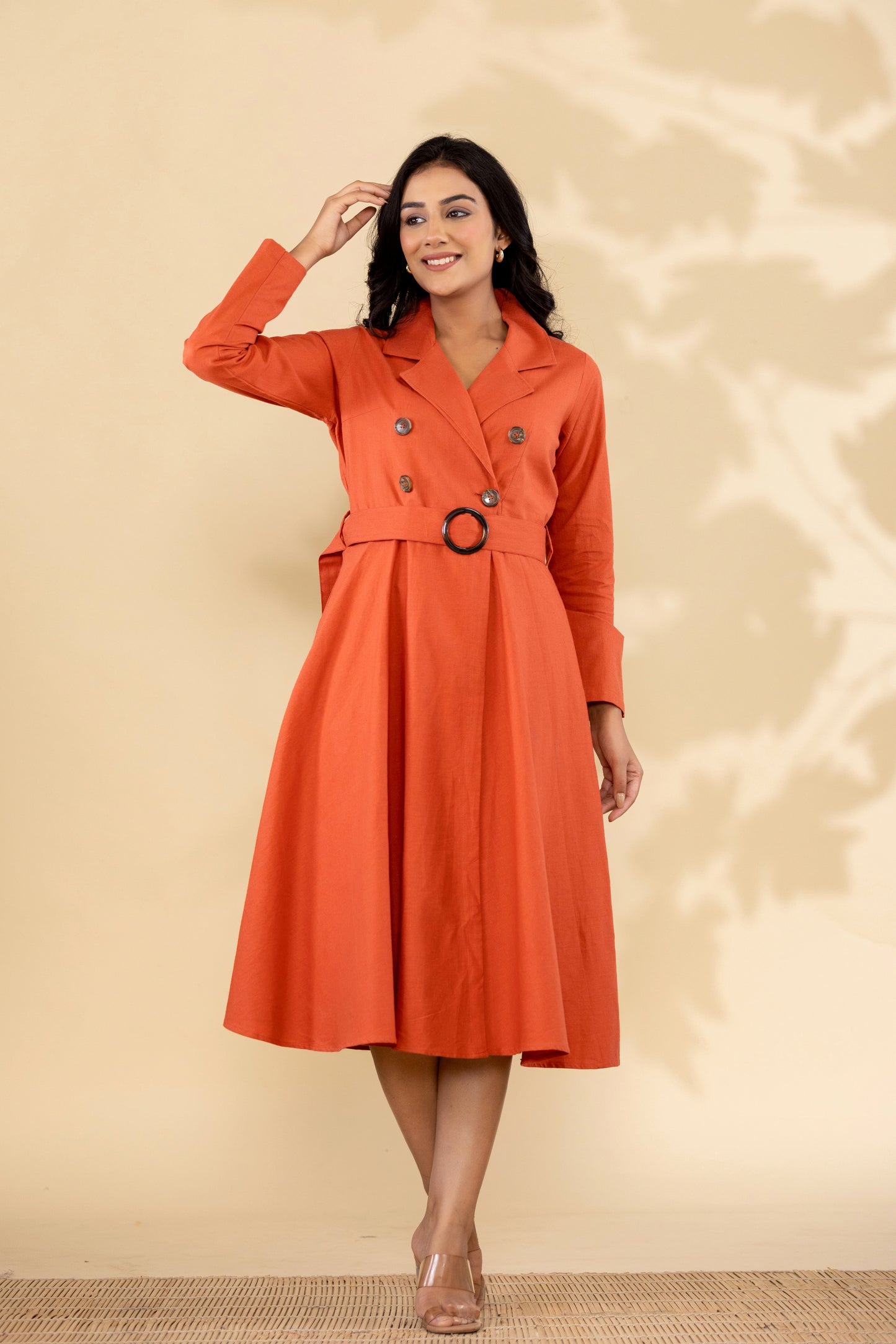 Rust Orange Cotton Princess Dress