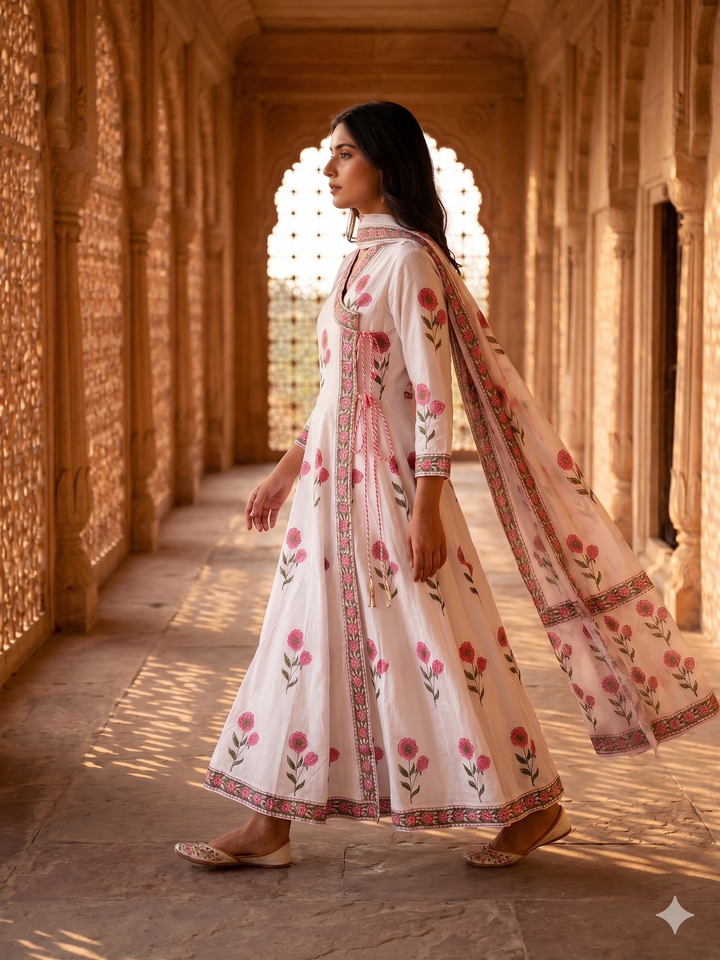 Gulabi noor handblock suit set