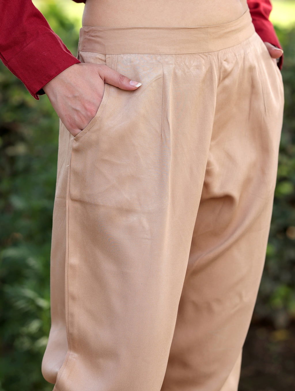 Beige Cotton Formal Pants - Beige Cotton Formal Pants - Beige Cotton Formal Pants - Palla Jaipur - Palla Jaipur - Palla Jaipur