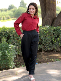 Black Cotton Formal Pants - Black Cotton Formal Pants - Black Cotton Formal Pants - Palla Jaipur - Palla Jaipur - Palla Jaipur