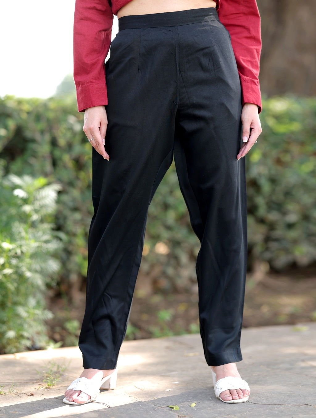Black Cotton Formal Pants - Black Cotton Formal Pants - Black Cotton Formal Pants - Palla Jaipur - Palla Jaipur - Palla Jaipur
