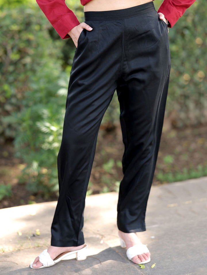 Black Cotton Formal Pants - Black Cotton Formal Pants - Black Cotton Formal Pants - Palla Jaipur - Palla Jaipur - Palla Jaipur