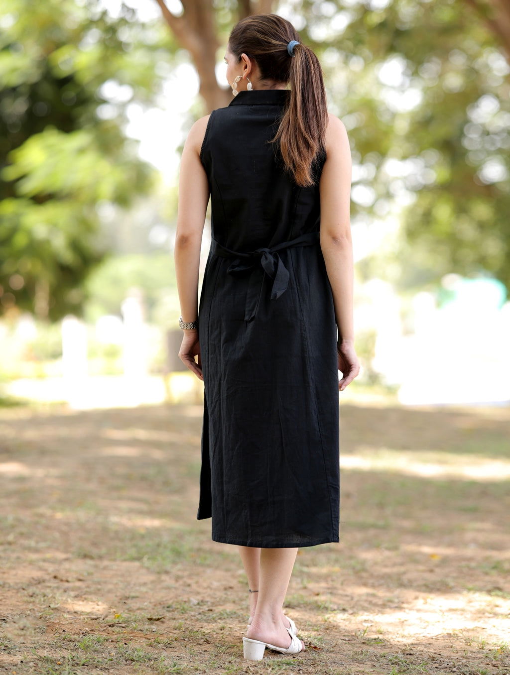 Black Cotton Linen Dress - Black Cotton Linen Dress - Black Cotton Linen Dress - Palla Jaipur - Palla Jaipur - Palla Jaipur