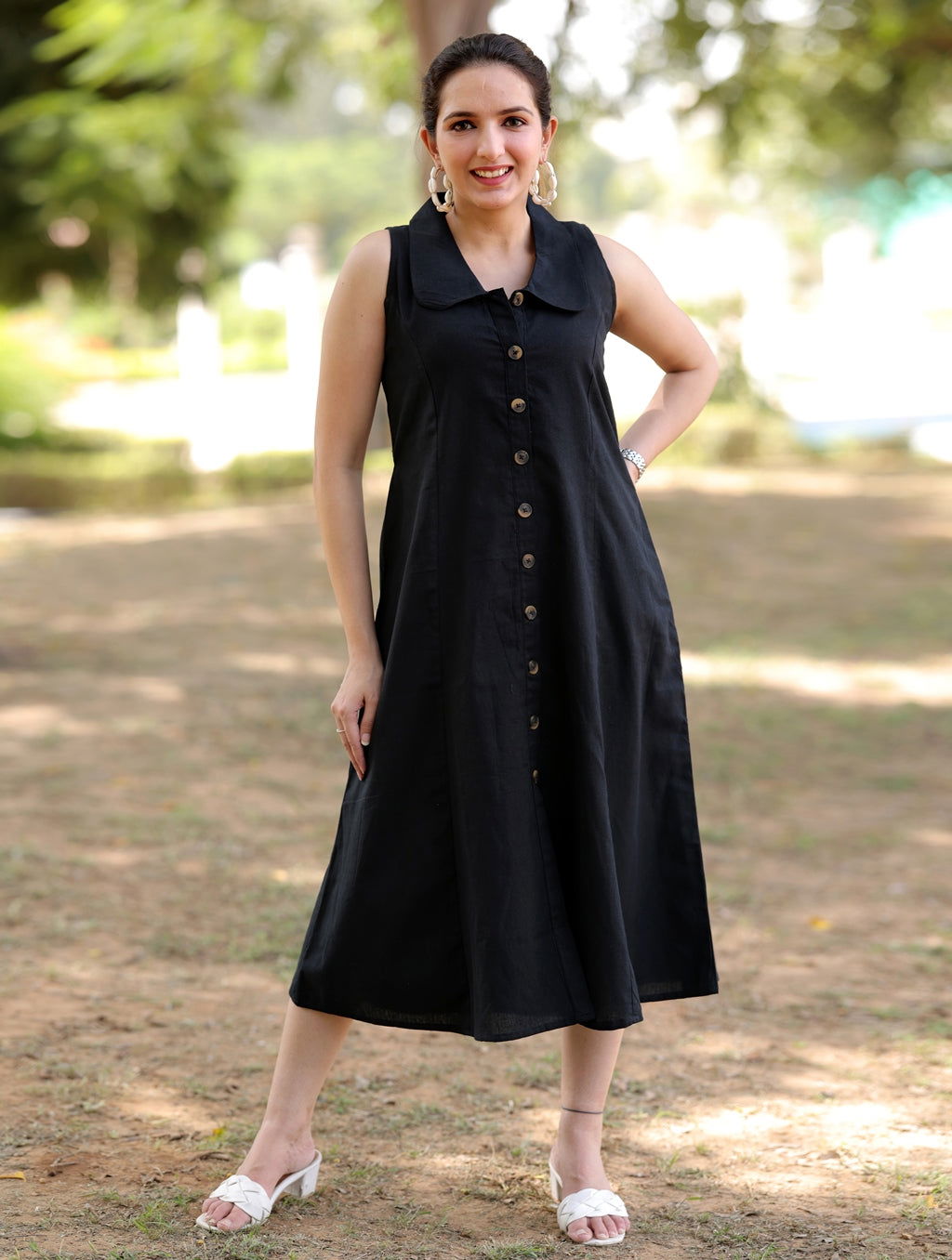 Black Cotton Linen Dress - Black Cotton Linen Dress - Black Cotton Linen Dress - Palla Jaipur - Palla Jaipur - Palla Jaipur