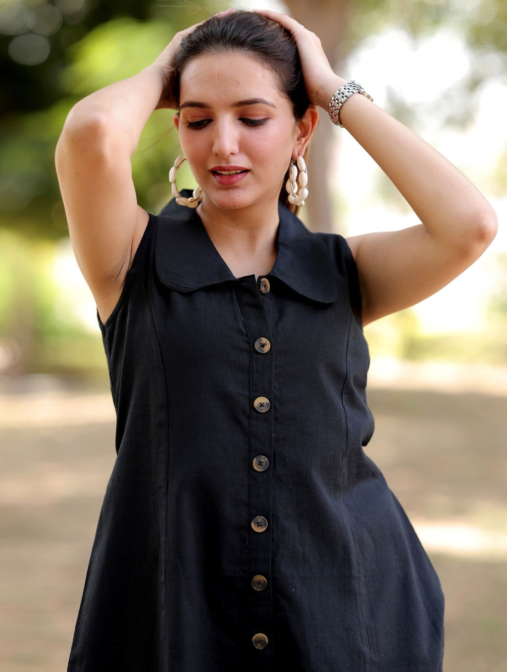 Black Cotton Linen Dress - Black Cotton Linen Dress - Black Cotton Linen Dress - Palla Jaipur - Palla Jaipur - Palla Jaipur