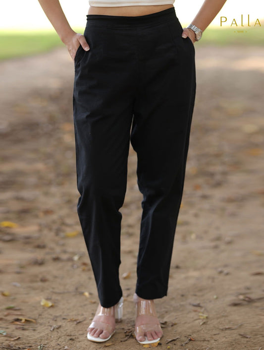 Black Cotton Linen Pants - Black Cotton Linen Pants - Black Cotton Linen Pants - Palla Jaipur - Palla Jaipur - Palla Jaipur