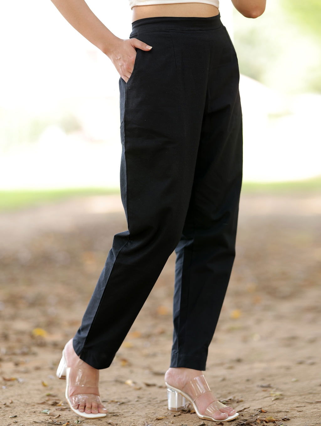 Black Cotton Linen Pants - Black Cotton Linen Pants - Black Cotton Linen Pants - Palla Jaipur - Palla Jaipur - Palla Jaipur