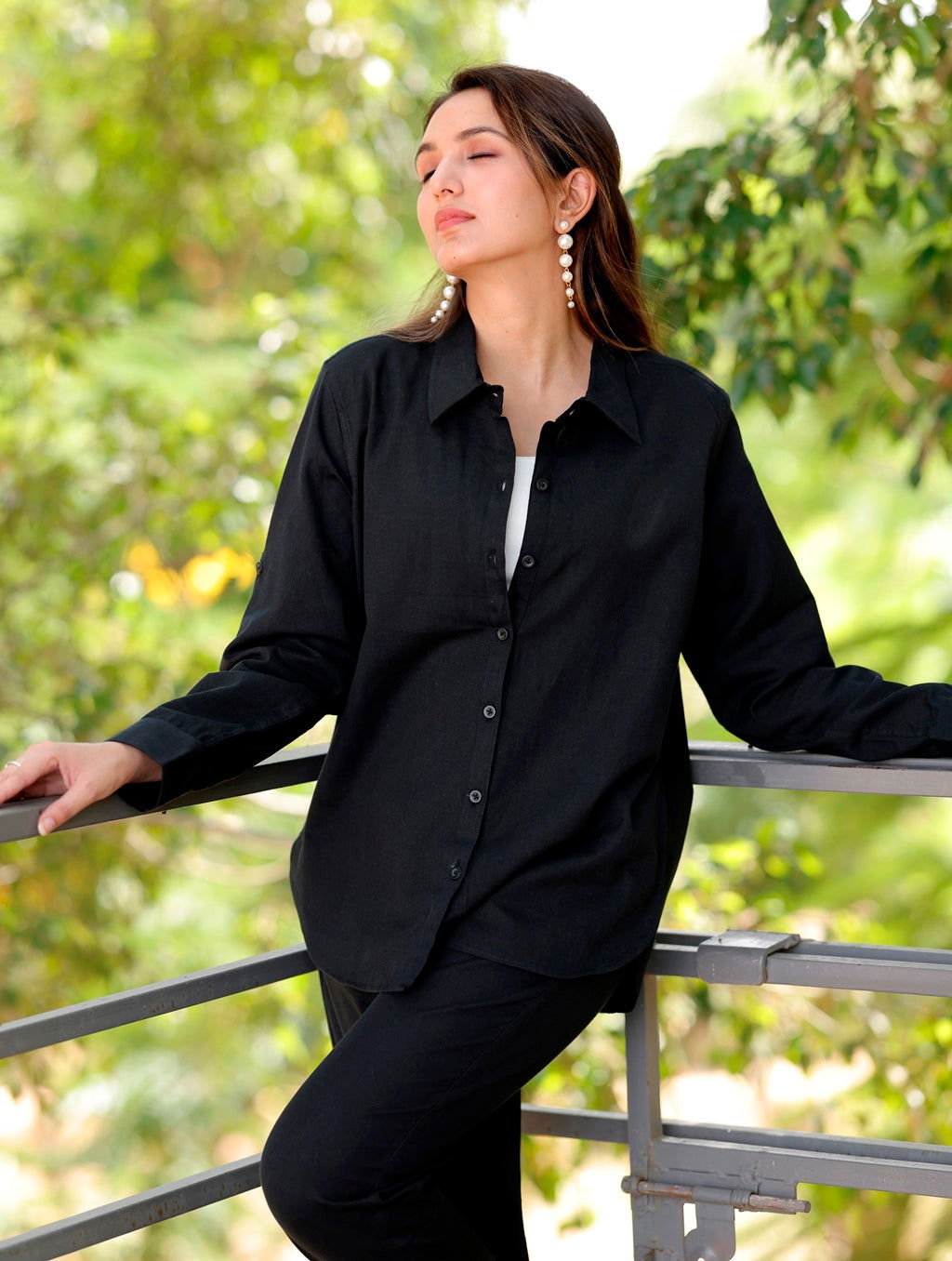 Black Cotton Linen Shirt - Black Cotton Linen Shirt - Black Cotton Linen Shirt - Palla Jaipur - Palla Jaipur - Palla Jaipur