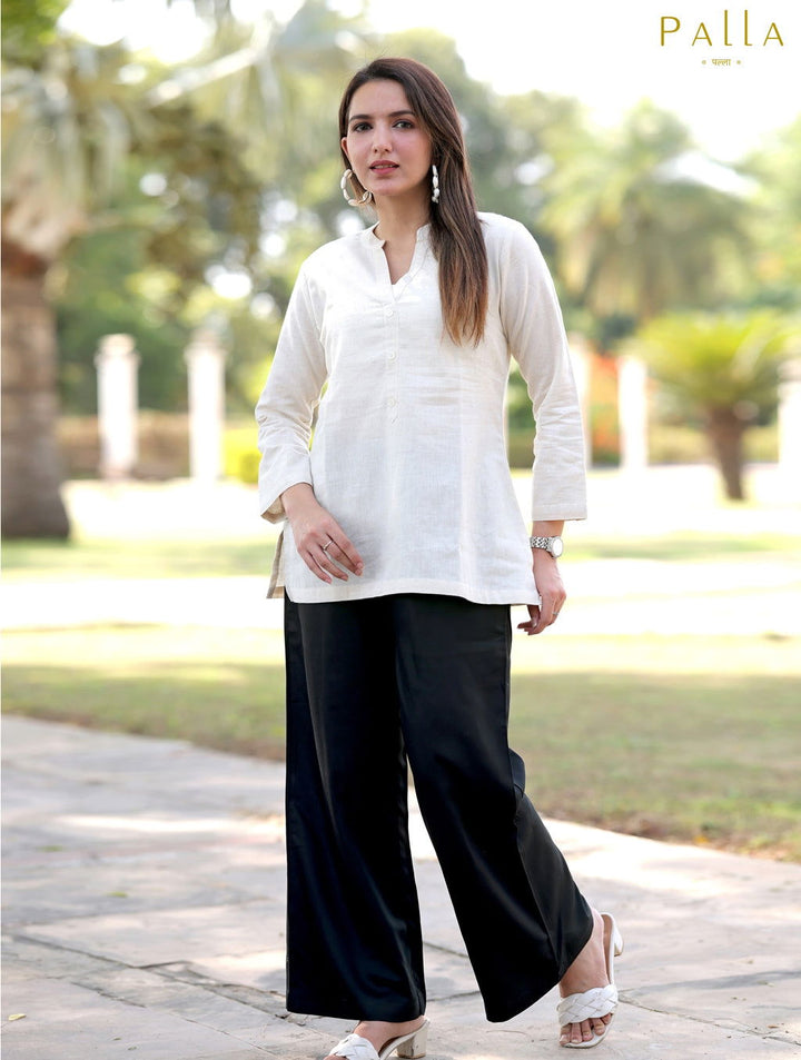 Black Cotton Wide Leg Pant - Black Cotton Wide Leg Pant - Black Cotton Wide Leg Pant - Palla Jaipur - Palla Jaipur - Palla Jaipur
