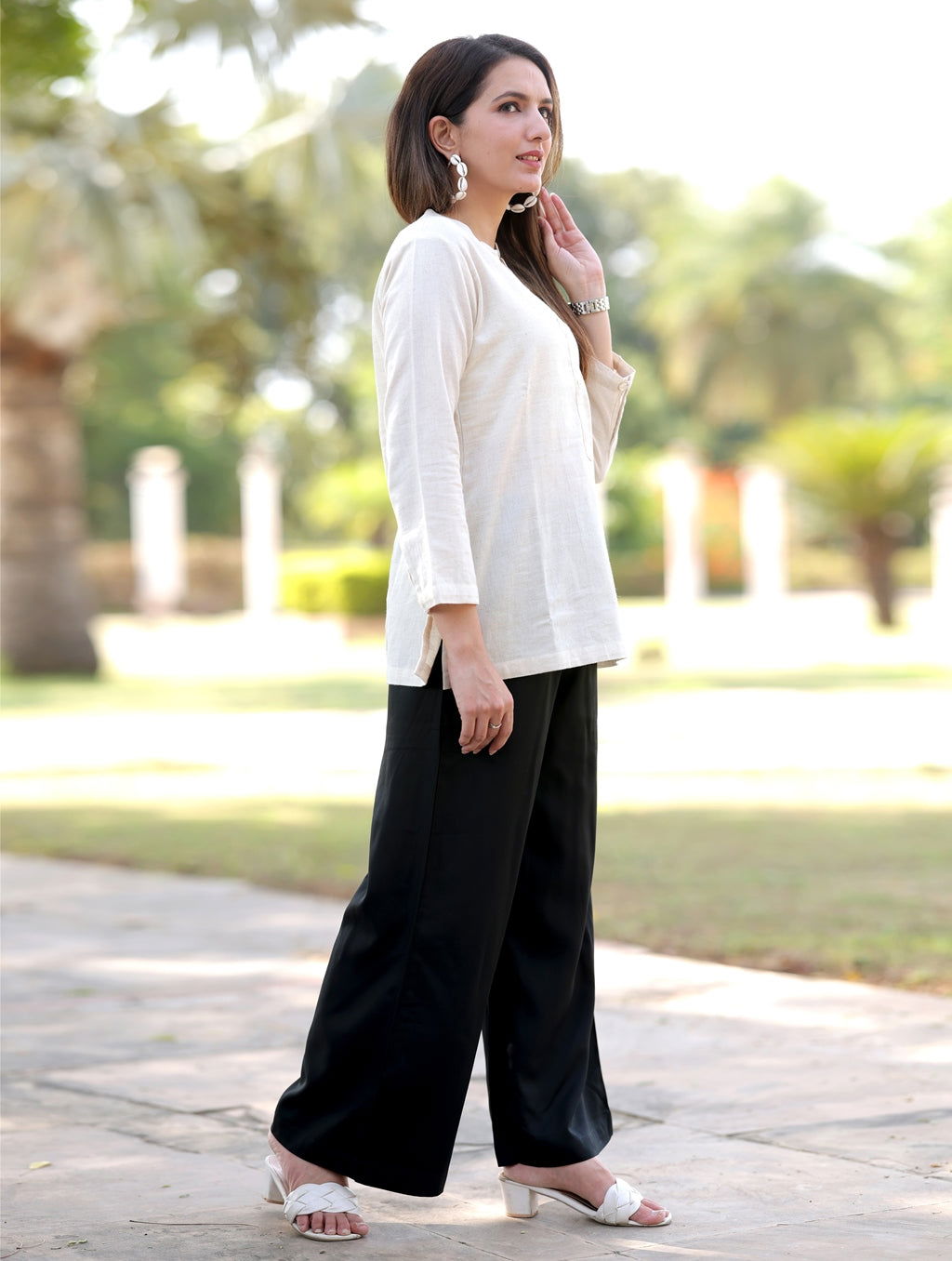 Black Cotton Wide Leg Pant - Black Cotton Wide Leg Pant - Black Cotton Wide Leg Pant - Palla Jaipur - Palla Jaipur - Palla Jaipur