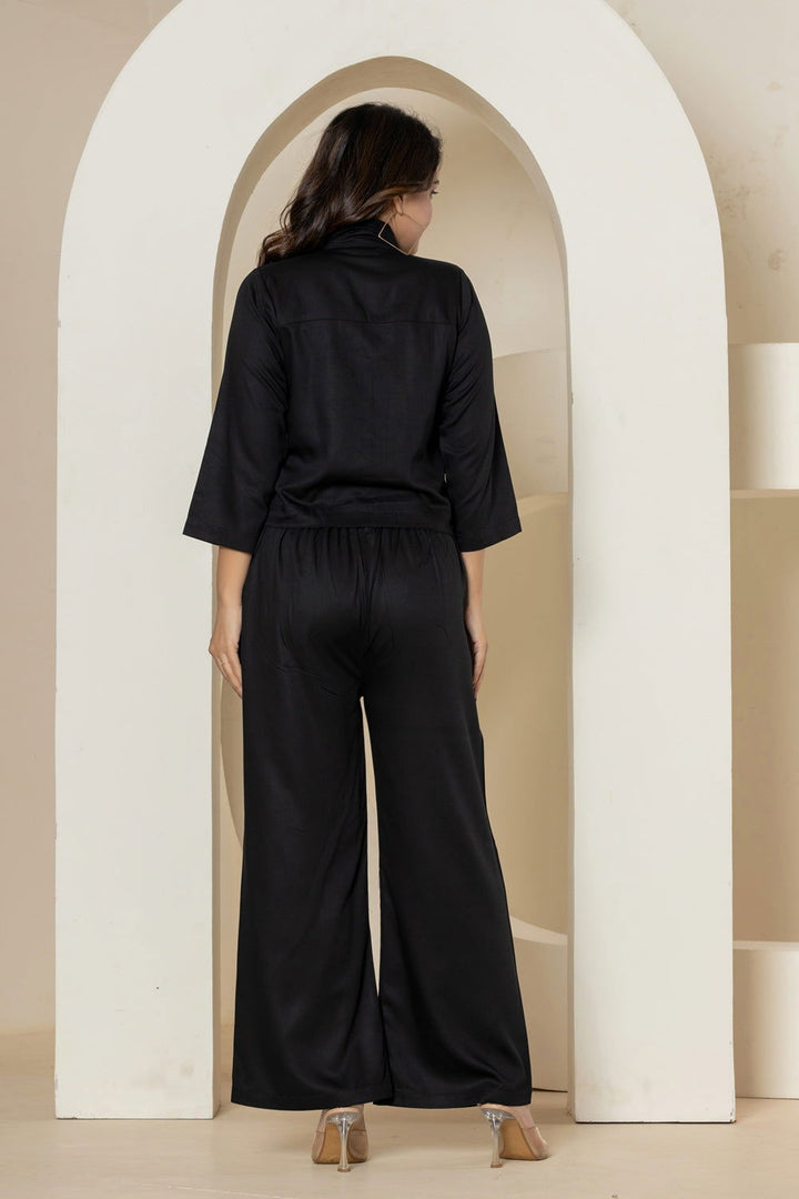 Black Luxe Cotton Co-Ord Set - Black Luxe Cotton Co-Ord Set - Black Luxe Cotton Co-Ord Set - Palla Jaipur - Palla Jaipur - Palla Jaipur