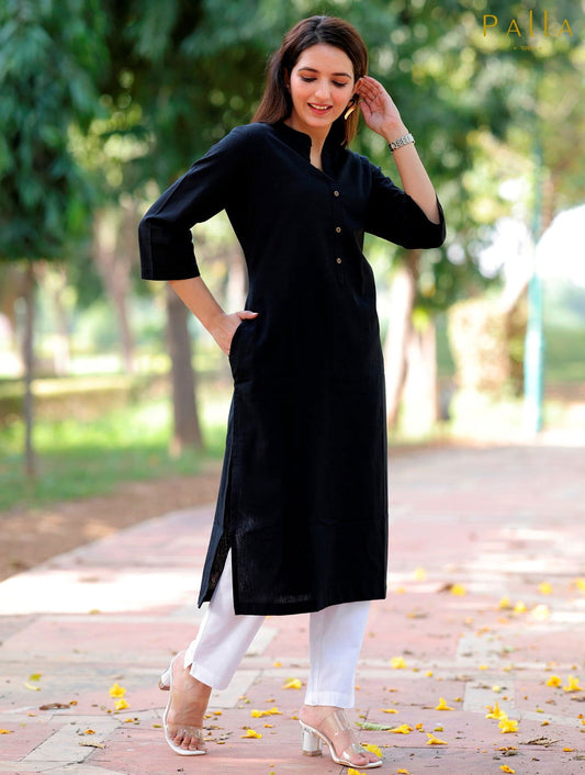 Black Straight Kurti - Black Straight Kurti - Black Straight Kurti - Palla Jaipur - Palla Jaipur - Palla Jaipur