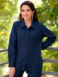 Blue Cotton Linen Shirt - Blue Cotton Linen Shirt - Blue Cotton Linen Shirt - Palla Jaipur - Palla Jaipur - Palla Jaipur