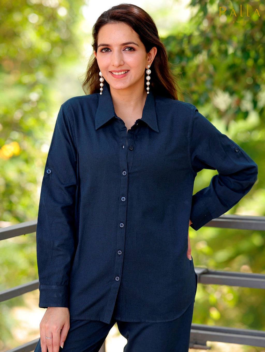 Blue Cotton Linen Shirt - Blue Cotton Linen Shirt - Blue Cotton Linen Shirt - Palla Jaipur - Palla Jaipur - Palla Jaipur