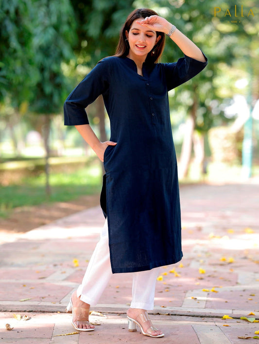 Blue Straight Kurti - Blue Straight Kurti - Blue Straight Kurti - Palla Jaipur - Palla Jaipur - Palla Jaipur