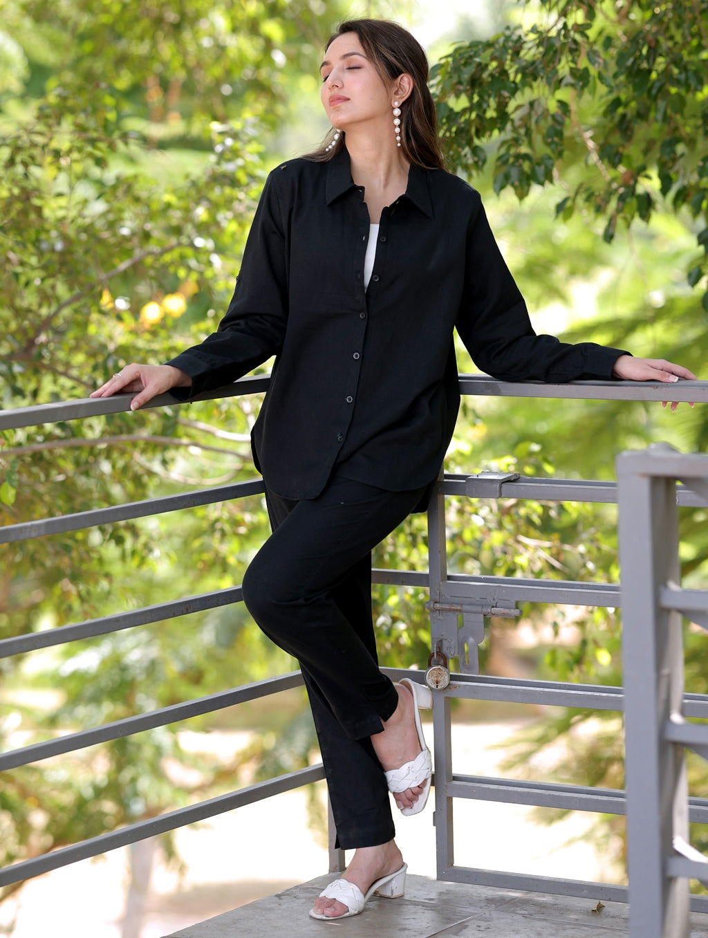 Bold Black Cotton Linen Co-Ord Set - Bold Black Cotton Linen Co-Ord Set - Bold Black Cotton Linen Co-Ord Set - Palla Jaipur - Palla Jaipur - Palla Jaipur