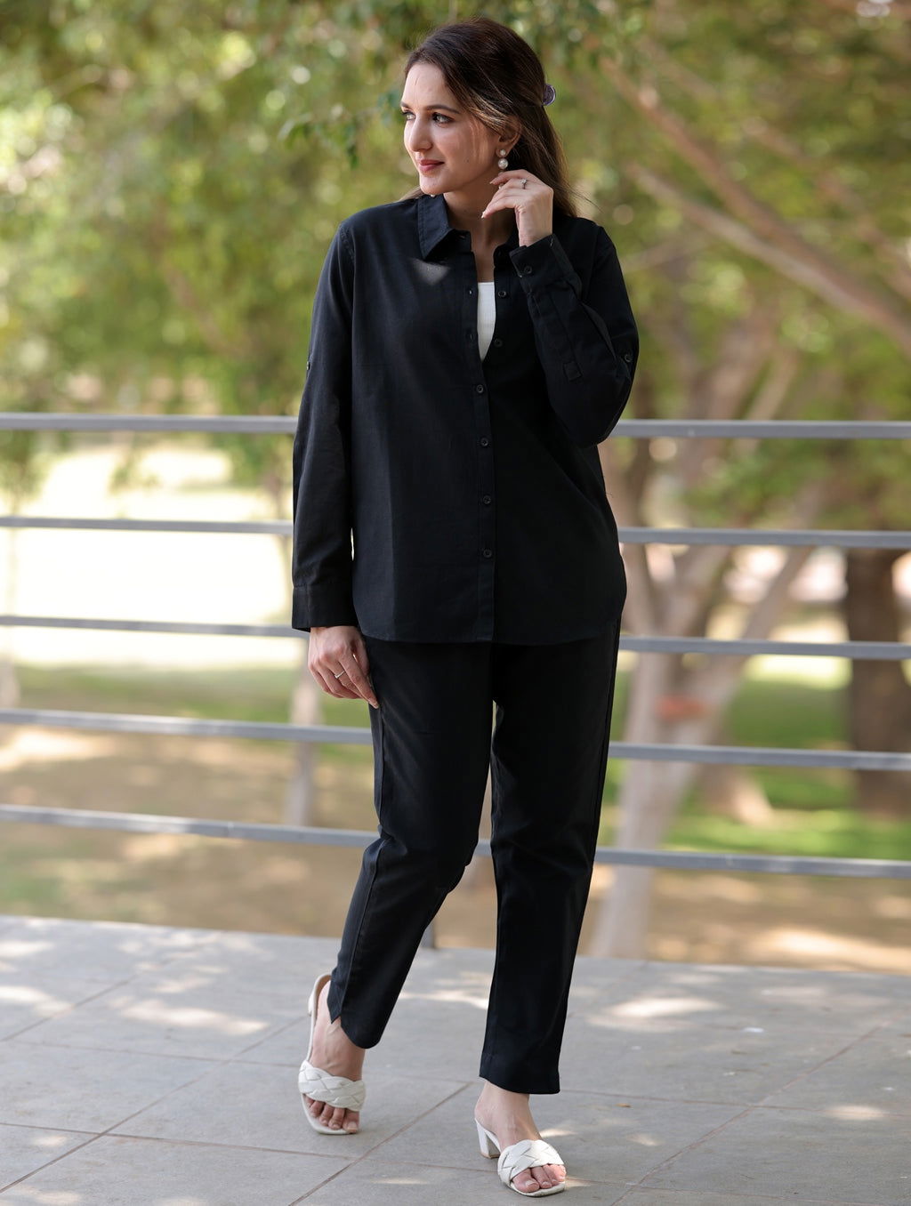 Bold Black Cotton Linen Co-Ord Set - Bold Black Cotton Linen Co-Ord Set - Bold Black Cotton Linen Co-Ord Set - Palla Jaipur - Palla Jaipur - Palla Jaipur