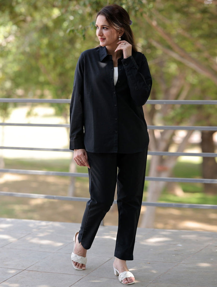 Bold Black Cotton Linen Co-Ord Set - Bold Black Cotton Linen Co-Ord Set - Bold Black Cotton Linen Co-Ord Set - Palla Jaipur - Palla Jaipur - Palla Jaipur