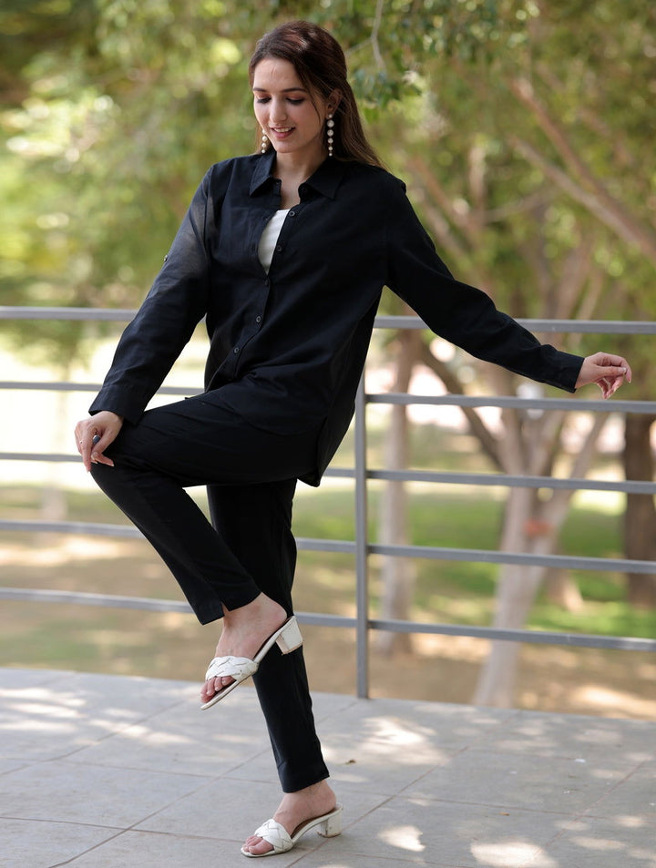 Bold Black Cotton Linen Co-Ord Set - Bold Black Cotton Linen Co-Ord Set - Bold Black Cotton Linen Co-Ord Set - Palla Jaipur - Palla Jaipur - Palla Jaipur