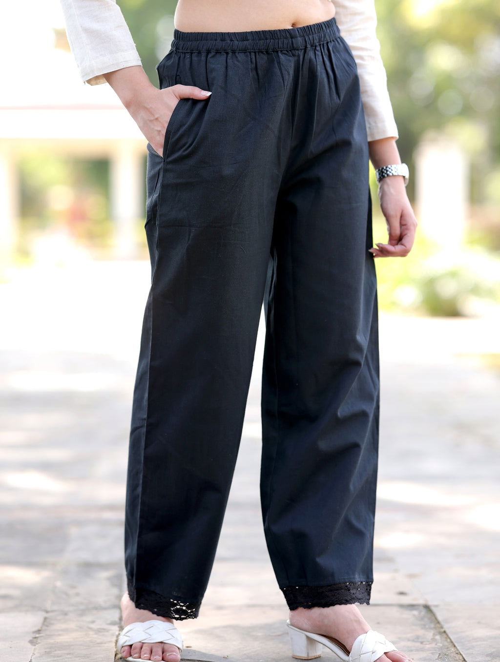 Bold Black Cotton Linen Plazzo Pant - Bold Black Cotton Linen Plazzo Pant - Bold Black Cotton Linen Plazzo Pant - Palla Jaipur - Palla Jaipur - Palla Jaipur