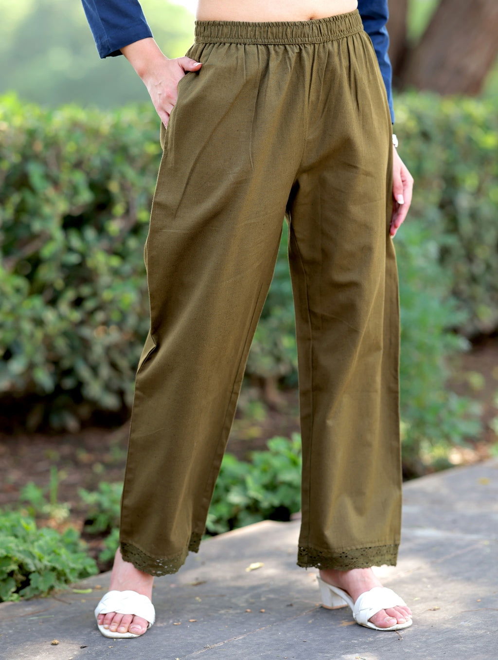 Bottle Green Cotton Linen Plazzo Pant - Bottle Green Cotton Linen Plazzo Pant - Bottle Green Cotton Linen Plazzo Pant - Palla Jaipur - Palla Jaipur - Palla Jaipur