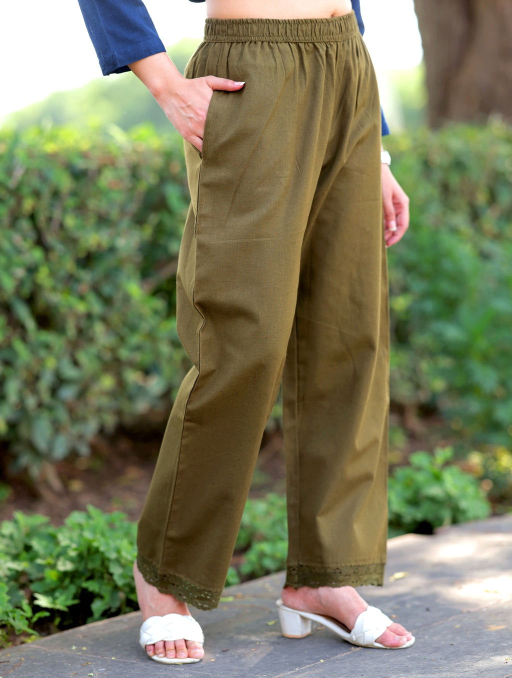 Bottle Green Cotton Linen Plazzo Pant - Bottle Green Cotton Linen Plazzo Pant - Bottle Green Cotton Linen Plazzo Pant - Palla Jaipur - Palla Jaipur - Palla Jaipur