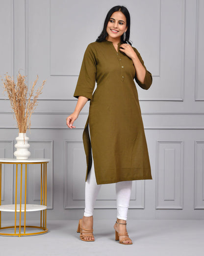 Bottle Green Straight Kurti - Bottle Green Straight Kurti - Palla Jaipur - Palla Jaipur