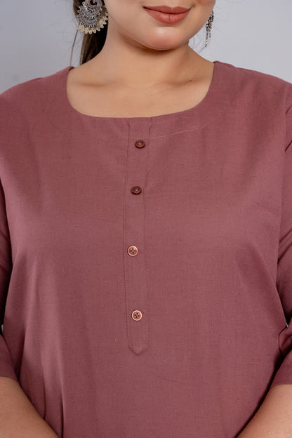 Plus Size Rose Taupe Long Kurta