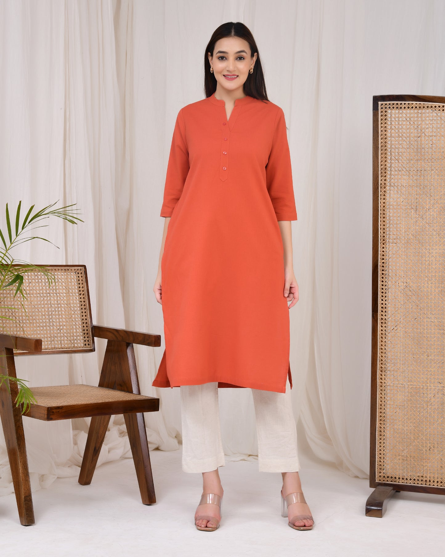 Red Rust Straight Kurti