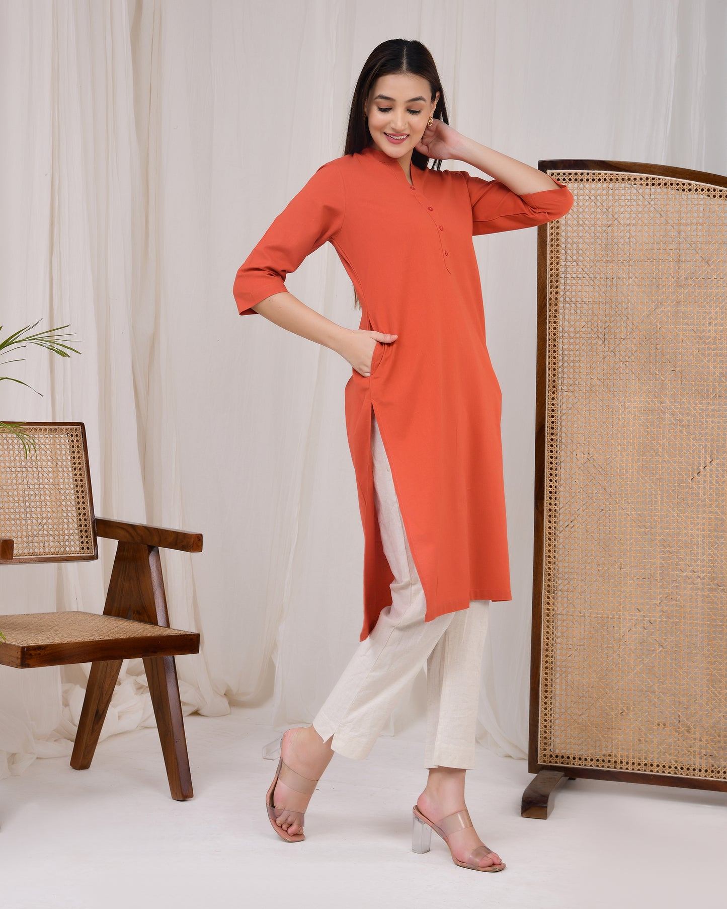 Red Rust Straight Kurti