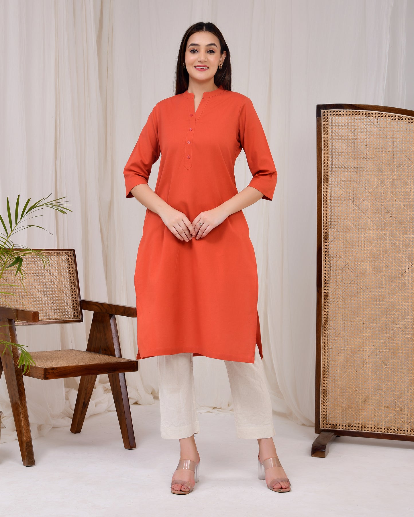 Red Rust Straight Kurti