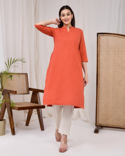 Red Rust Straight Kurti