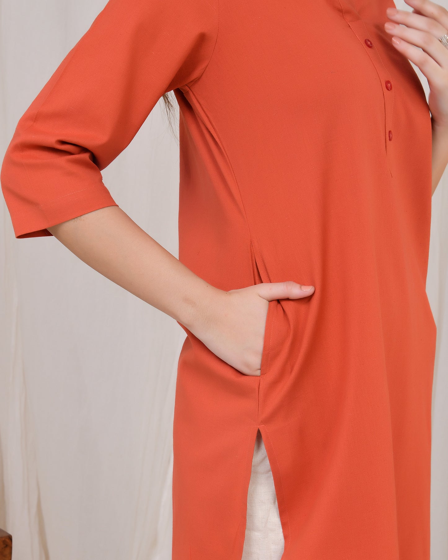 Red Rust Straight Kurti