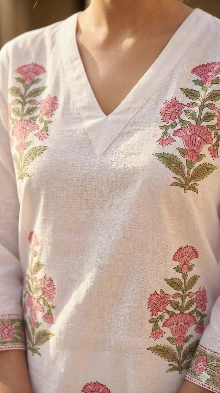 Noor Gul Handblock Short Kurti