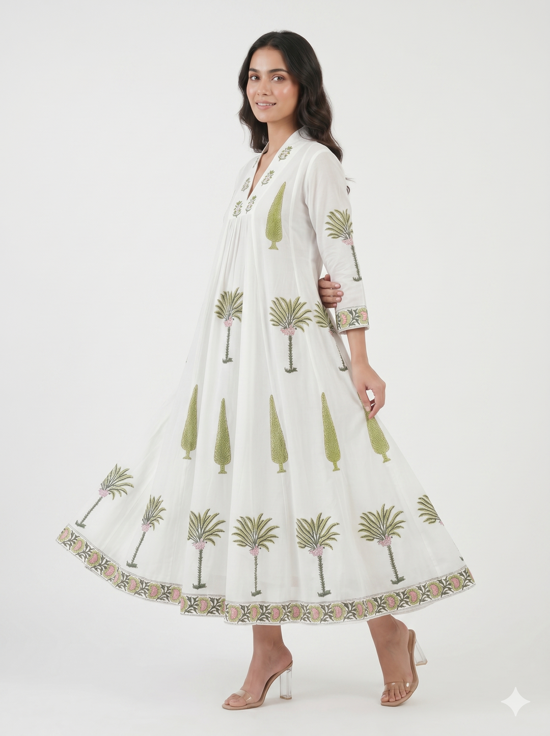 Palm Blossom Kurta Dress